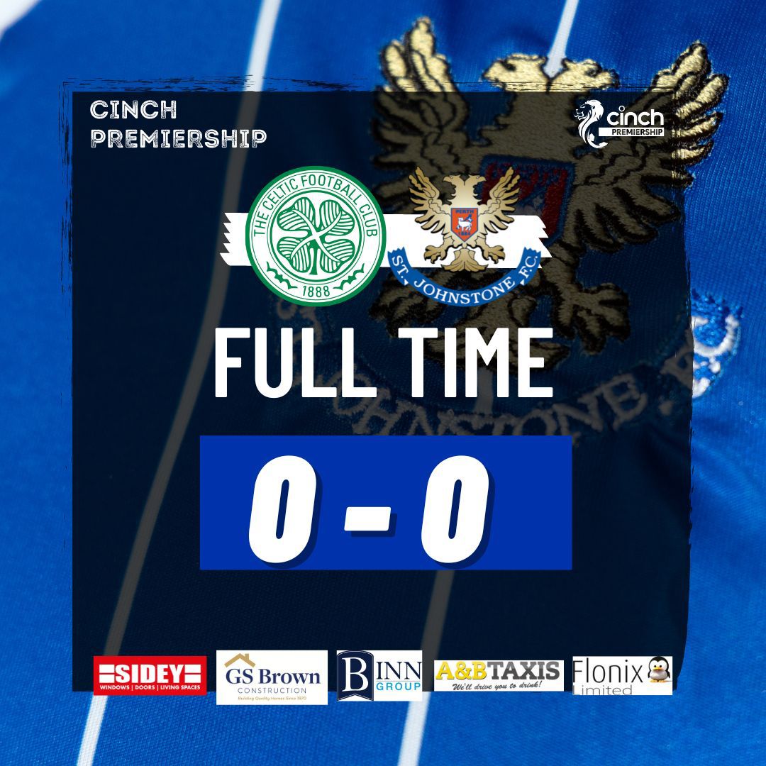 StJohnstone's tweet photo. FULL TIME’ I Celtic 0-0 Saints

Hard work, determination and sticking to the game plan

A hard won first point of the season comes at the home of the Champions

Celtic with most of the ball but Saints had chances

#SJFCLive #CinchPremiership https://t.co/IwhdSPN5F2