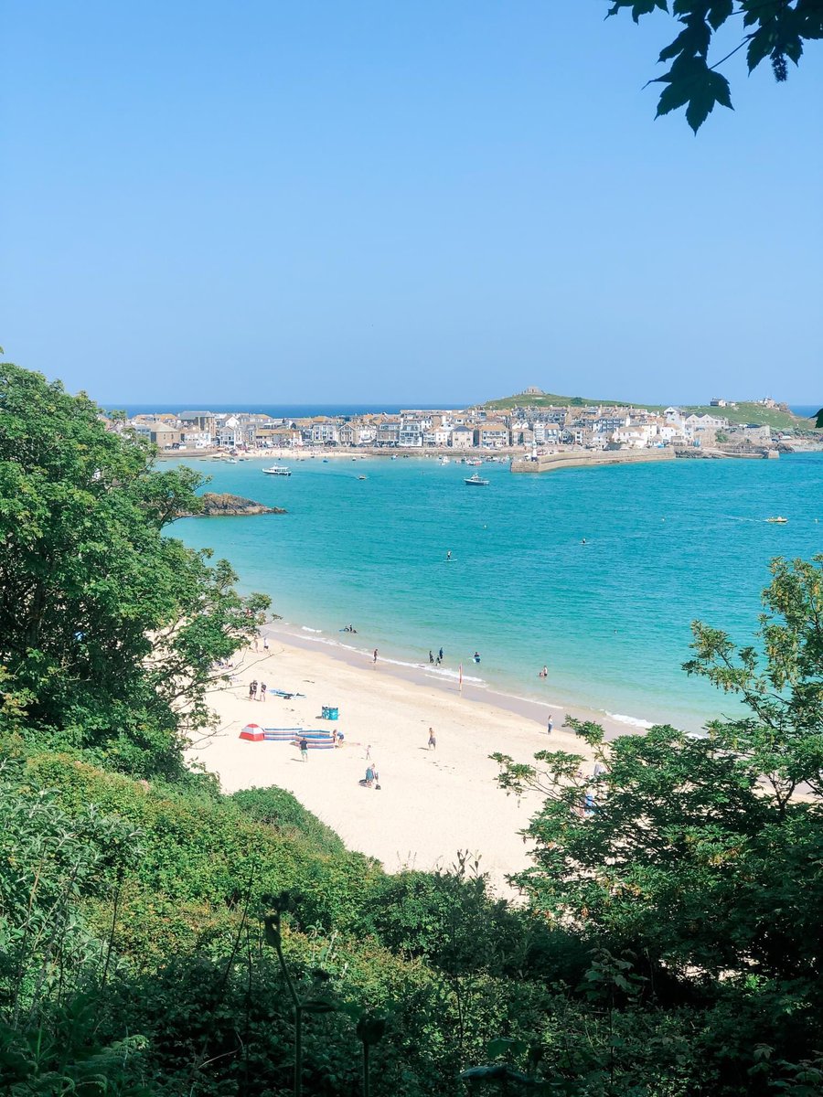 Peeking through the lush trees and there it is - the breathtaking Porthminster beach, a true slice of paradise! Comment below if you agree.😀 #PorthminsterBeauty #porthminsterbeach #stivescornwall #stives #cornwallcoast #cornwallcoast