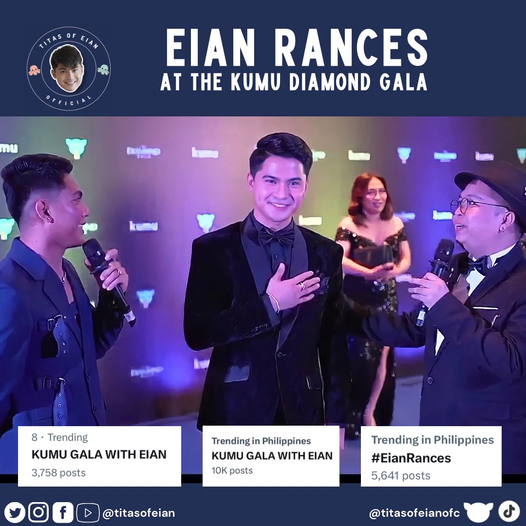 titasofeian's tweet photo. We trended!! Thanks ERFam for all the love and support for E, on twitter (X) and on Kumu! 💙

Congrats E for being the Diamond of the Night, Best dressed Winner! Well deserved!

KUMU GALA WITH EIAN
#EianRances | @EianRances
#KumuFive #KumuDiamondGala
#KumuPH https://t.co/1lplhDbU05