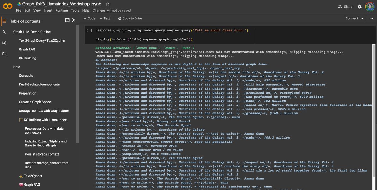 jerryjliu0's tweet photo. We’ve partnered with @wey_gu to create the world’s most comprehensive short course on using LLMs with Knowledge Graphs 🧑‍🏫 🌐

There’s a crazy amount of content in here (KG concepts -> code blocks -> demos).

It's all contained in a single Colab notebook: https://t.co/xGwxKvhEHz https://t.co/NGmJEHU4Ig