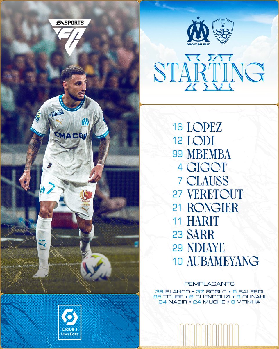🅒🅞🅜🅟🅞 #OMSB29 🔵⚪️

Les 11 joueurs sélectionnés par le coach Marcelino pour débuter ce soir face à Brest ⚔️