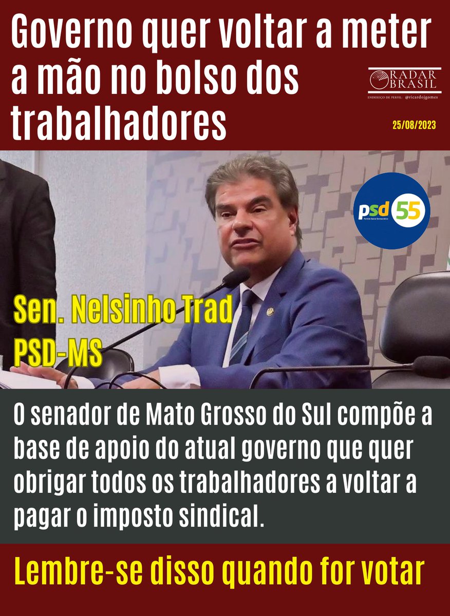 O povo de Mato Grosso do Sul precisa saber o que seus senadores fazem no Congresso. @nelsinhotrad @SotayaThronicke @TerezaCrisMS @paulopaim @senadoraivete @Sen_Oriovisto @FlavioArns @maragabrilli @senadorgiordano @angelocoronel_ @jaqueswagner @OttoAlencar_ @laerciosergipe