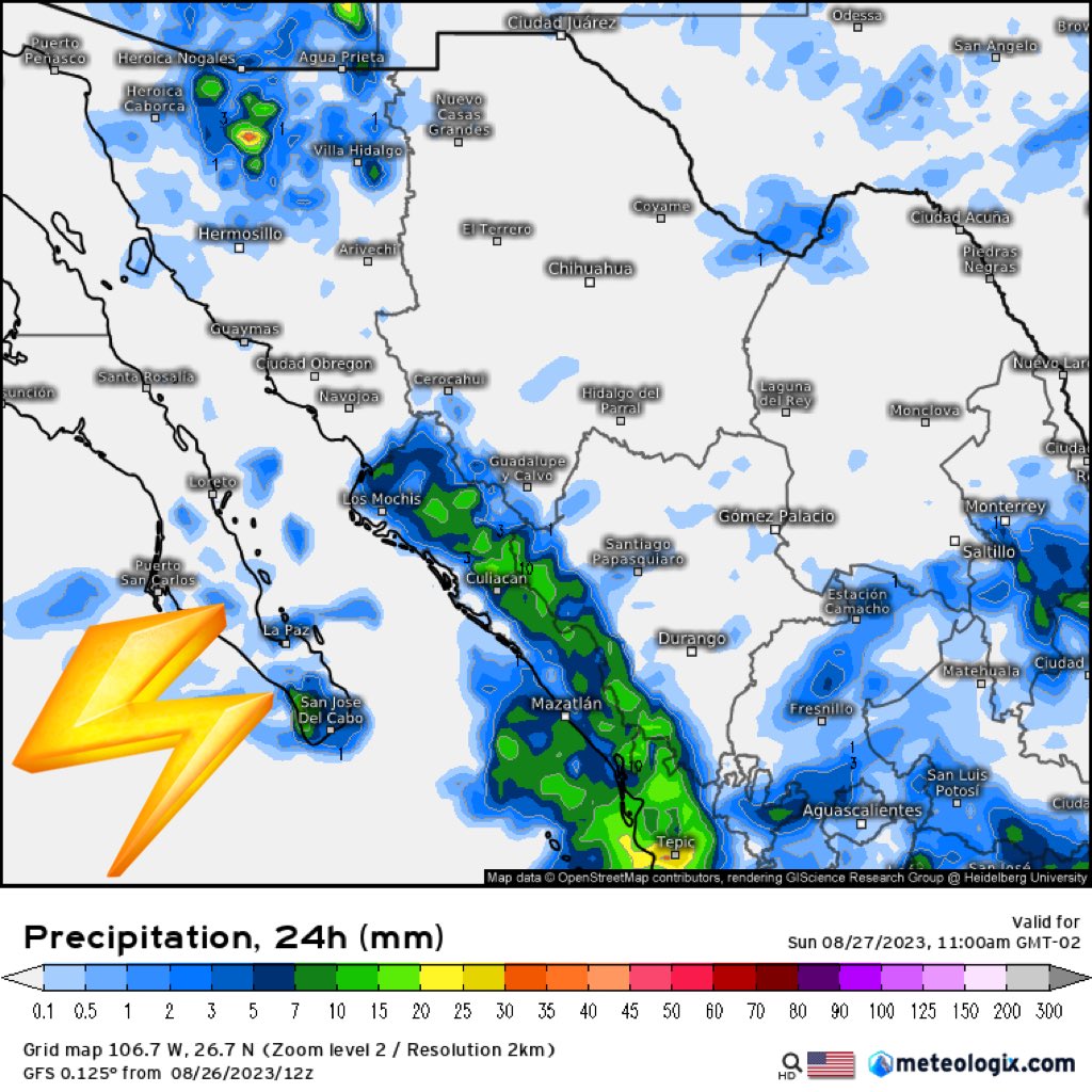 🚨SÁBADO: lluvias benéficas por perturbaciones tropicales y vaguadas

🔴⛈️FUERTES: Sin, Nay, Jal, Mich, EdoMex, CDMX, Mor, Gro, Oax, Ver, Tab, Chis, Camp, Yuc, QRoo

🌦️AISLADAS: Son, Dgo, NL, Tamps, Zac, Ags, SLP, Gto, Qro, Hgo, Col, Pue, Tlax

⚠️POSIBLES INUNDACIONES…