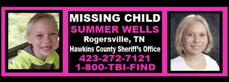 vern_gilbert's tweet photo. 3 more billboard locations submitted for approval. #SummerWells
Summer Wells
Missing from Rogersville, Tn https://t.co/uQPiGWKc5b