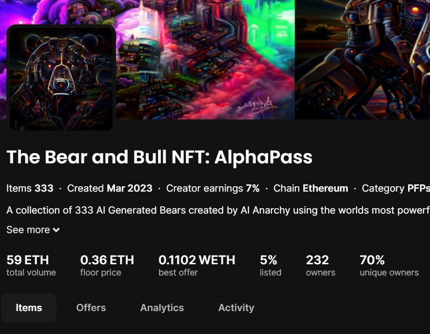 AiAnarchist's tweet photo. It's truly remarkable to witness the vibrant engagement within the @bearandbullnft community.  @cryptoequip is wholeheartedly dedicated to delivering value. The emergence of #DaoTwo introduces innovative concepts and a remarkable drive. Substantial achievements on the horizon! 🚀 https://t.co/DEqV3m4n0E