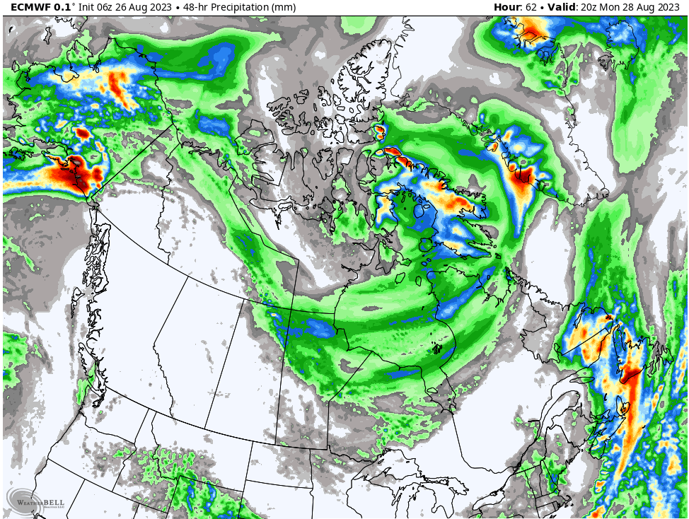 idahung15's tweet photo. A relatively quiet weekend across west #Canada but unsettled over MB and northwest ON thanks to an Omega Block. The pattern begins to break down in the new week and much needed rain returns for BC #MBwx #BCwx #BCWildfire https://t.co/8q13zcWee9
