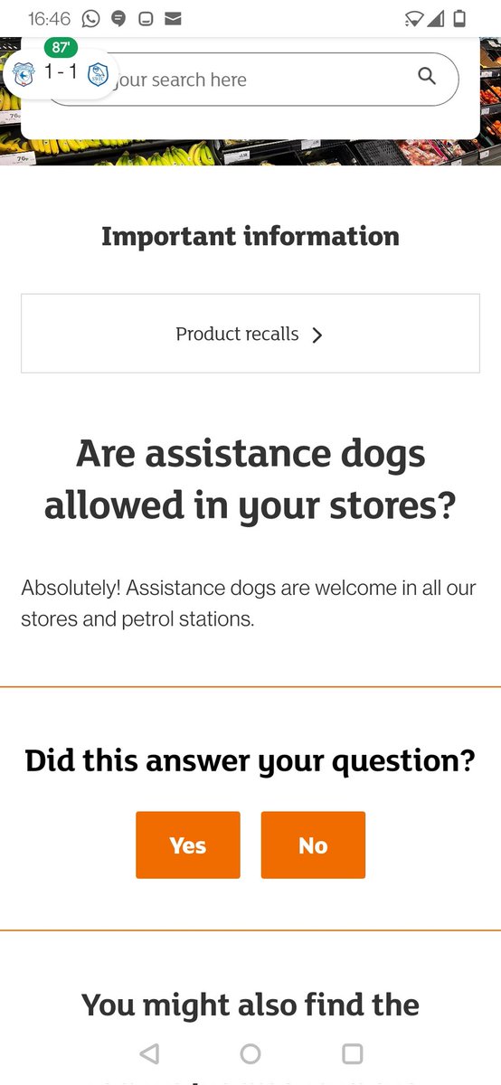 So Angry. Shopping this afternoon in <a href="/sainsburys/">Sainsbury's</a> Penrith my disabled wife was told by the duty manager that she could not have her ADUK trained and registered support dog in the store. Is your website lying <a href="/sainsburys/">Sainsbury's</a>? Fuming. Thanks for the support of other shoppers though.