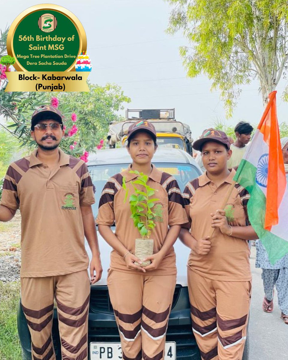GreenSwelfares's tweet photo. No better way to celebrate than to make the planet smile. Shah Satnam Ji Green 'S' Welfare Force Wing volunteers celebrated  Saint Dr. Gurmeet Ram Rahim Singh Ji Insan's 56th birthday ‘MSGBhandara’ by planting trees!🌳🌍#56thBirthday #SaintDrMSG #TreePlantation #DeraSachaSauda https://t.co/WZ4r6S0yMW