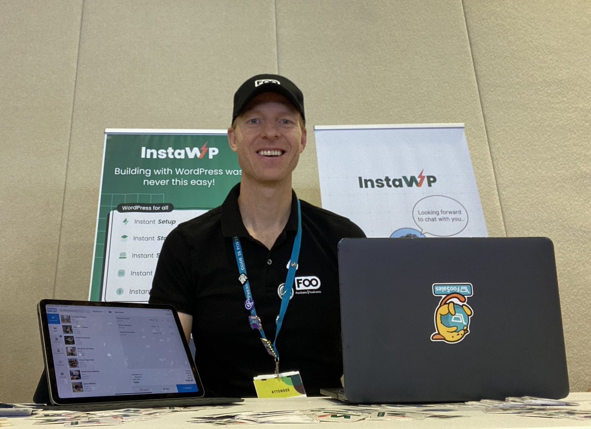 youngBLOOD's tweet photo. I really enjoyed talking to folks at the @insta_wp community table and showcasing how we at @FooSalesPOS and @FooEvents use this great product. Thanks for the opportunity @vikasprogrammer #WCUS #WordPress #WooCommerce https://t.co/BgvqlESmbk