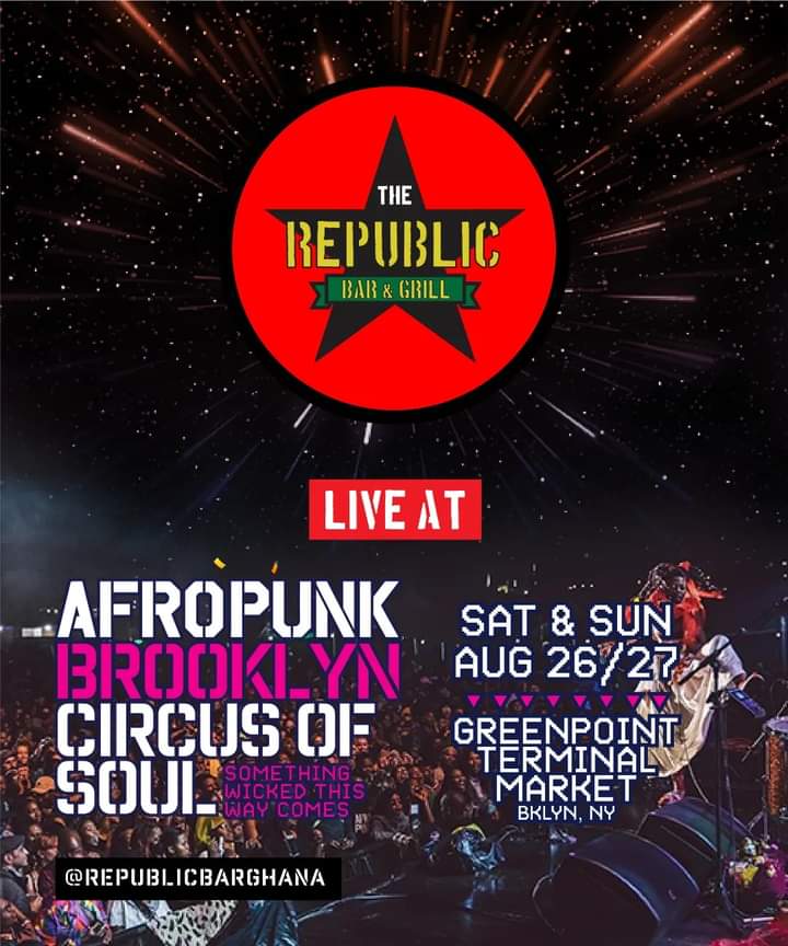 Colossiumagazn's tweet photo. Ready for some Ghana Jolllof? Your favourite bar will be present in Brooklyn, NYC. ALL roads lead to one of the liveliest festivals this summer 🏝️
@afropunk @TheRepublicGH

#blackgirlmagic #blackexcellence #naturalhair #blackjoy
#melanin #blackcosplayersrock #blackgirlsrock https://t.co/FOAIcd2ZED