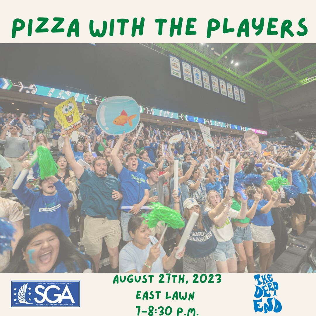 Do you like <a href="/Go_Islanders/">Islanders Athletics 🤙</a>? Do you like pizza? 🍕

Then we've got the event for all you <a href="/IslandCampus/">Texas A&M-Corpus Christi</a> students! Come meet the squad, play some games and kick the new school year off right!

#ShakasUp 🤙 #ShawTime 🏀 #IslandU 🏝️
