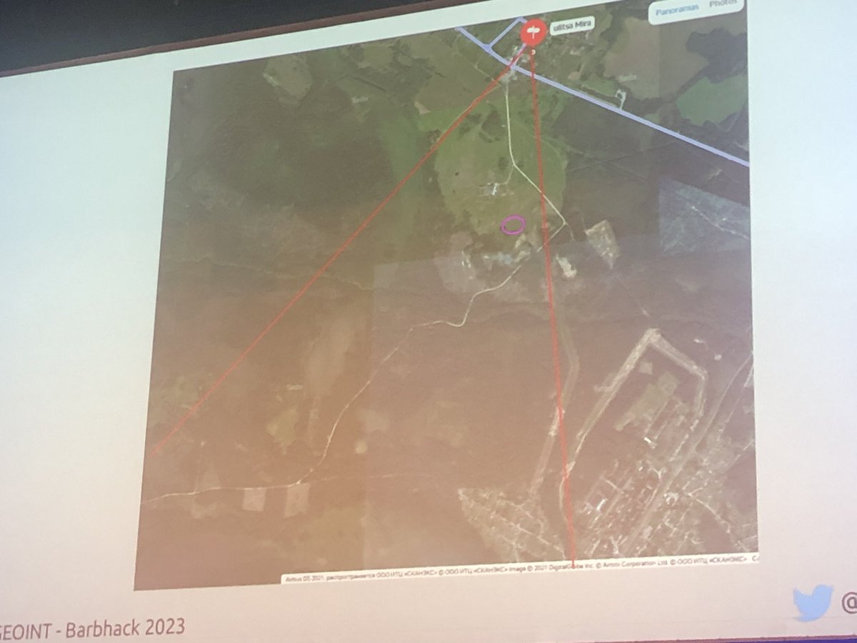 Herve_Schauer's tweet photo. A #BARBHACK23, @volker_carstein détaille un exemple de géolocalisation avec le crash de l'avion de Prigogyne à partir de la vidéo publiée en ligne : tours de communication, lignes électriques, etc
@_barbhack_ https://t.co/Ey0AnJsfKL