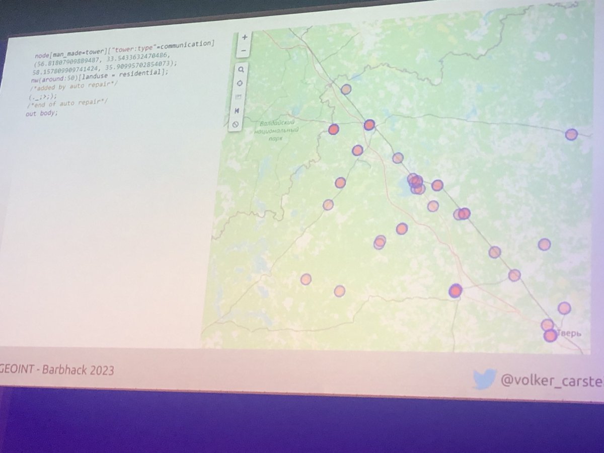 Herve_Schauer's tweet photo. A #BARBHACK23, @volker_carstein détaille un exemple de géolocalisation avec le crash de l'avion de Prigogyne à partir de la vidéo publiée en ligne : tours de communication, lignes électriques, etc
@_barbhack_ https://t.co/Ey0AnJsfKL