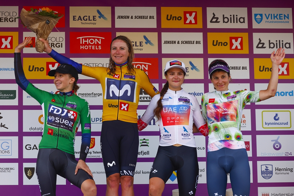 UAETeamADQ's tweet photo. In the 4th stage of the #TourofScandinavia23, the 16.5-km ITT in Herning, Olivia #Baril and Alena #Ivanchenko entered the day's top10. Ivanchenko wears the white jersey of best young rider in the race
📸 @SprintCycling
#UAETeamADQ #UnitedToBeStronger #WeRideToInspire https://t.co/mIlCi7mOv3