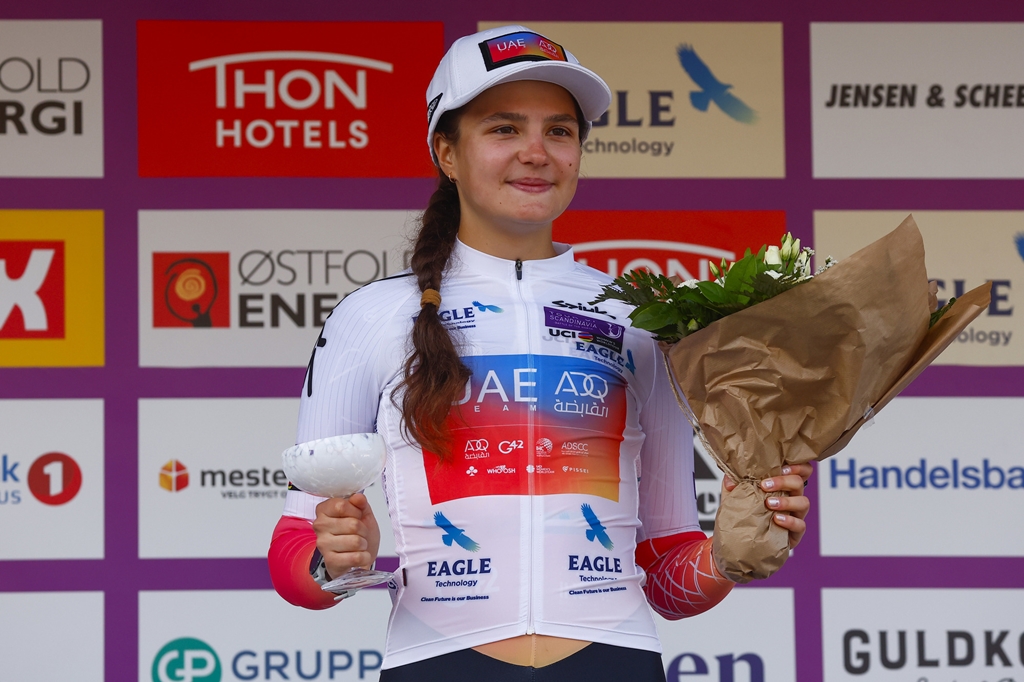 UAETeamADQ's tweet photo. In the 4th stage of the #TourofScandinavia23, the 16.5-km ITT in Herning, Olivia #Baril and Alena #Ivanchenko entered the day's top10. Ivanchenko wears the white jersey of best young rider in the race
📸 @SprintCycling
#UAETeamADQ #UnitedToBeStronger #WeRideToInspire https://t.co/mIlCi7mOv3