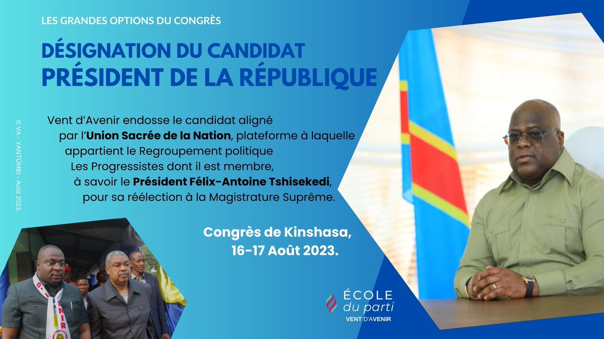 MAGISTRATURE SUPRÊME : QUID DU CANDIDAT ?
 
Pour Vent d'Avenir, point de doute : F.-A. Tshisekedi.

Une Nation, Un Avenir !