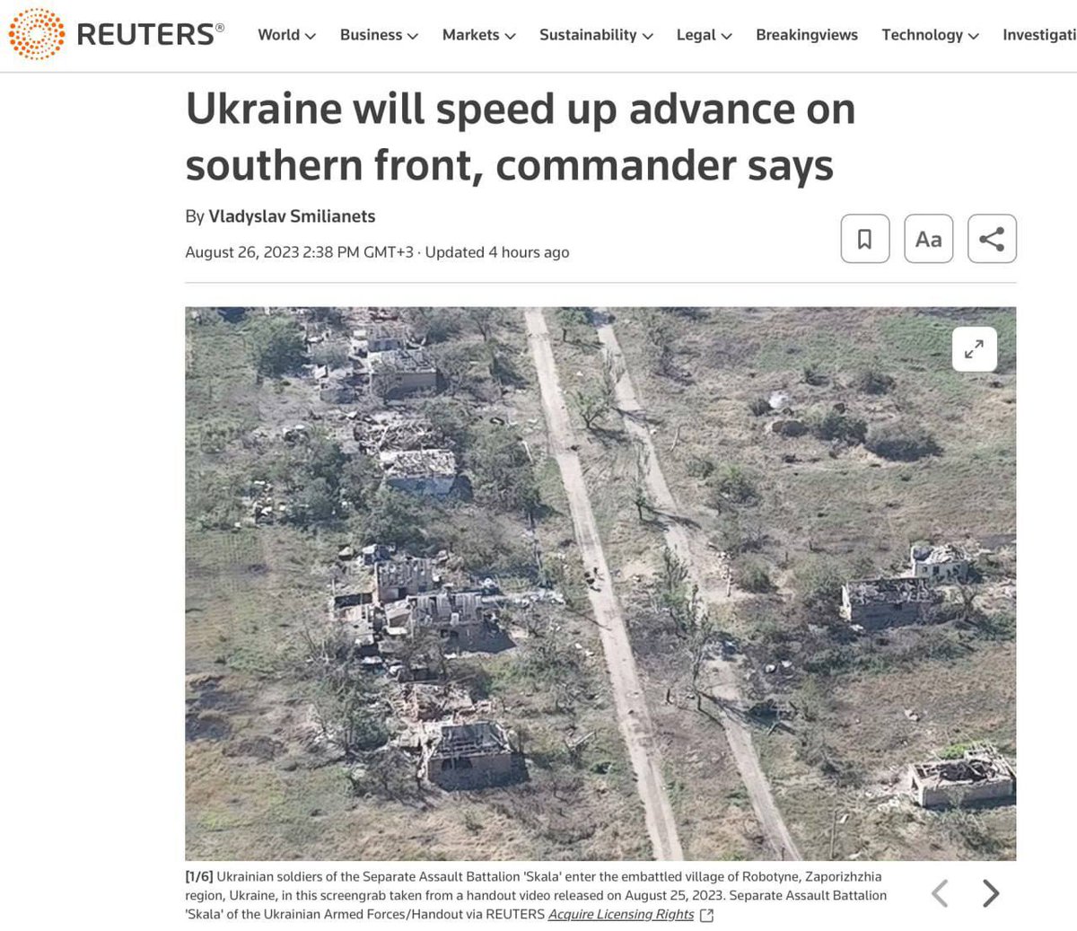 Maks_NAFO_FELLA's tweet photo. "The Armed Forces broke through the most difficult defense line of the Russian Federation in the south and will now be able to advance faster", — Reuters https://t.co/16y5DbVXHh