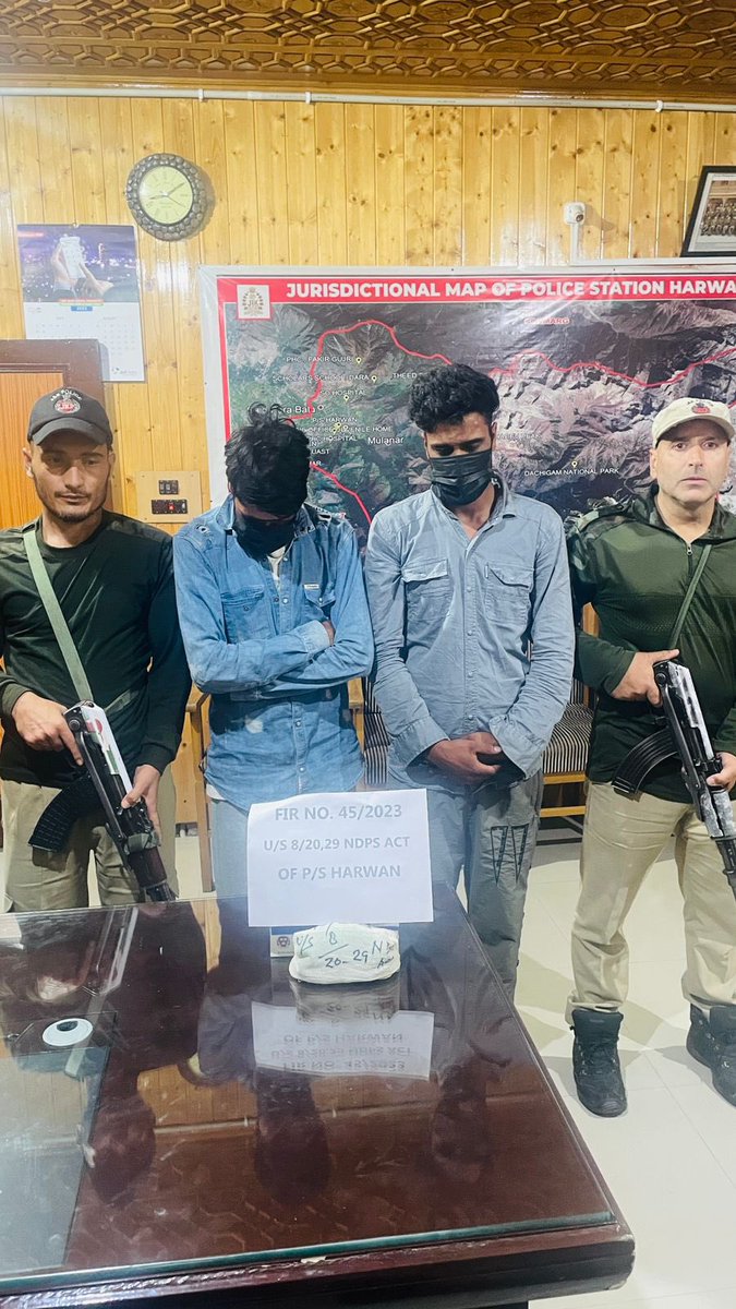During the investigation of FIR No. 45/2023 under sections 8/20-29 NDPS Act of Harwan PS, 2 more drug peddlers namely Mubarak phamda and Altaf phamda both of Faqir Gujri arrested with 105 grams of charas. #saynotodrugs