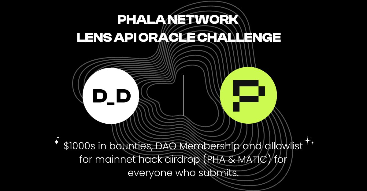 developer_dao's tweet photo. 👋🏻 Attention @PhalaNetwork Hackers

We're extending the submission deadline to give y'all more time to 🛳️

📆 New deadline - Sunday 11:59 pm UTC

All submit00ors are allow-listed for gas sponsorship for 2nd hack (> $12,000 in prizes) and rewarded in CODE.

Form and details 👇🏻