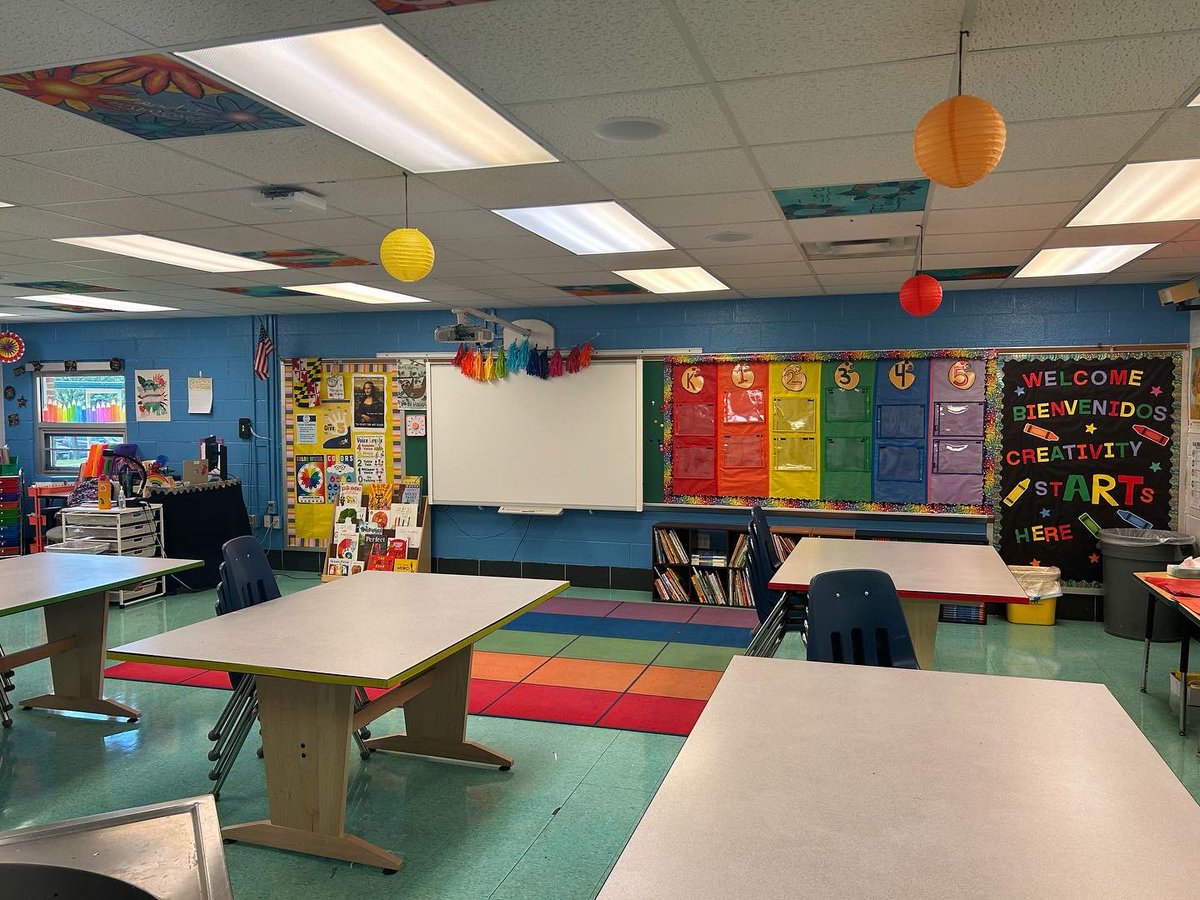 MsGuy_art's tweet photo. The art room is all set for little artists on Monday!😊❤️🎨 https://t.co/7X5kNvnT0c