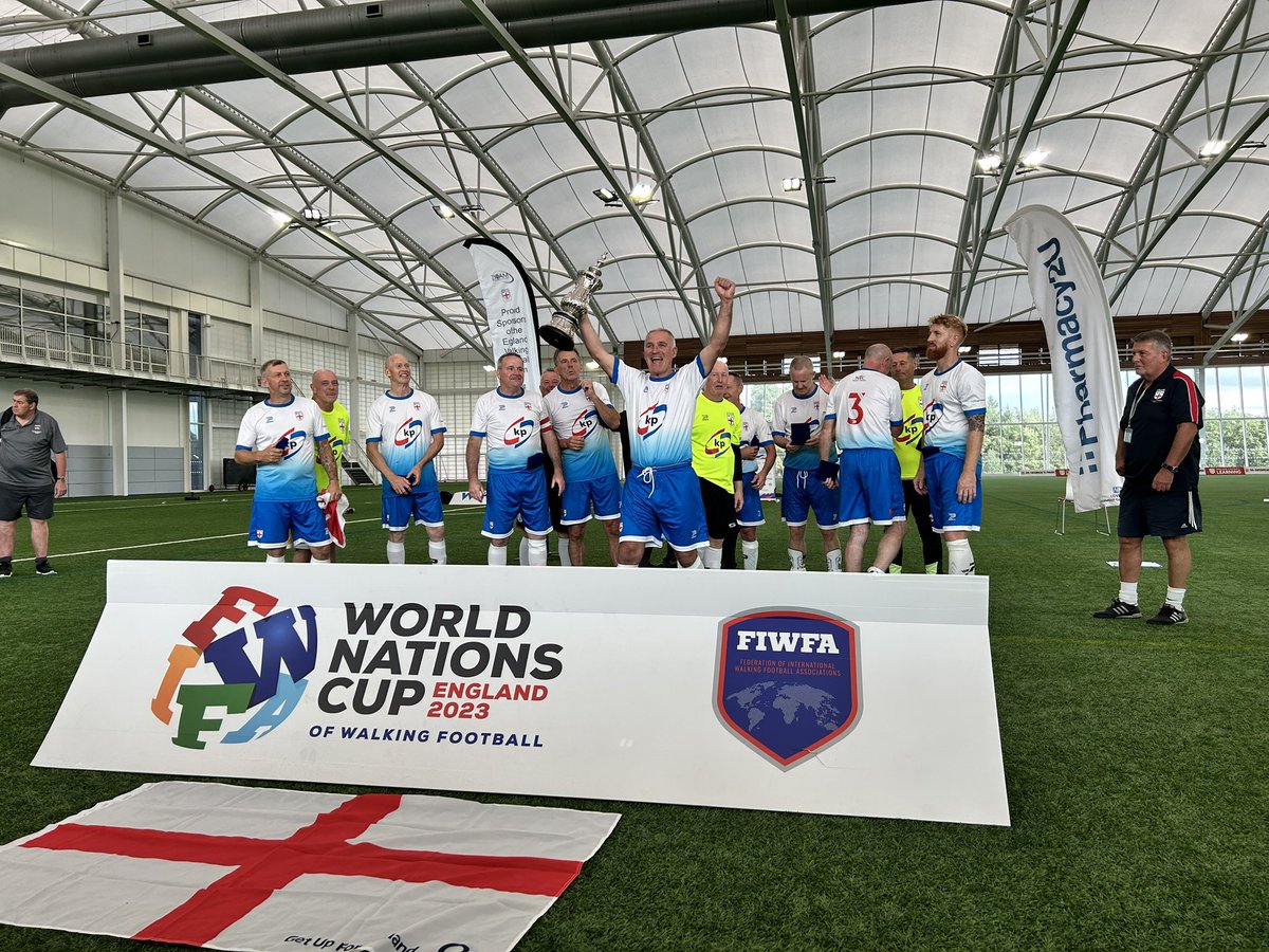 BirminghamWFC's tweet photo. England win 2-1 on penalties in the final of the world nations cup 
#stgeorgespark #walkingfootballassociation #kppackaging #zicam #pharmacy2u #WalkingFootball https://t.co/8bX528Sh0d