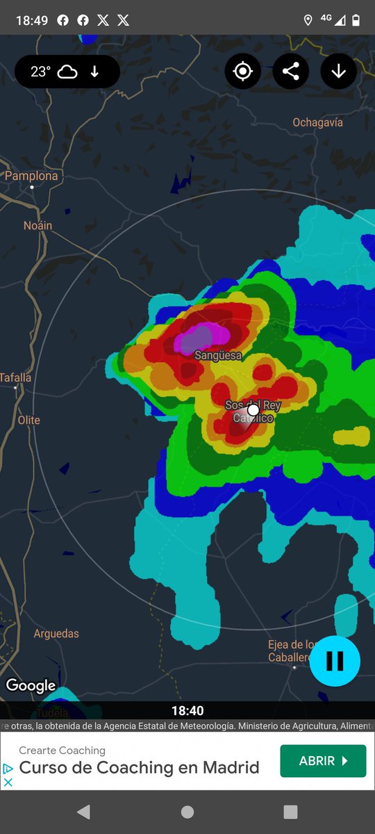 MeteoYaniz's tweet photo. Revienta la #tormenta en #Liedena con lluvia intensa con granizo. ⛈️ https://t.co/SQaWyWaj3W