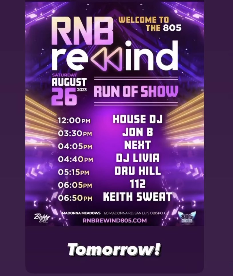 KeithSweat424's tweet photo. August 26th san Luiz obispo CA,I’m heading your way for the RnB/welcome to the 805 …get your tickets now !! https://t.co/vCznul5t6K
