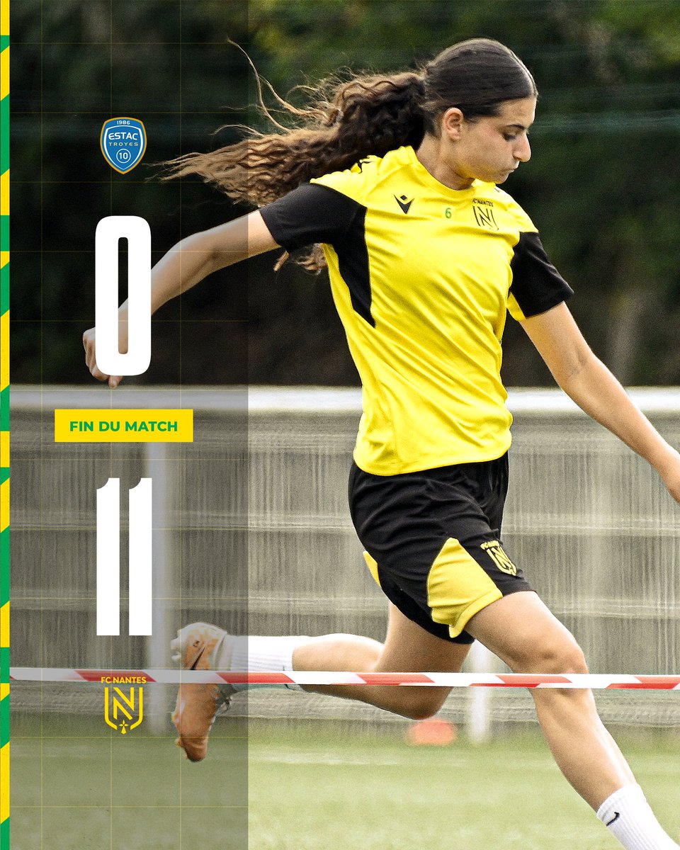 FCN_Feminines's tweet photo. 𝗙𝗶𝗻 𝗱𝘂 𝗺𝗮𝘁𝗰𝗵.
Nos Jaune et Verte s'imposent contre Troyes.
#estacfcn 𝟬-𝟭𝟭 https://t.co/ppP46RVwaW