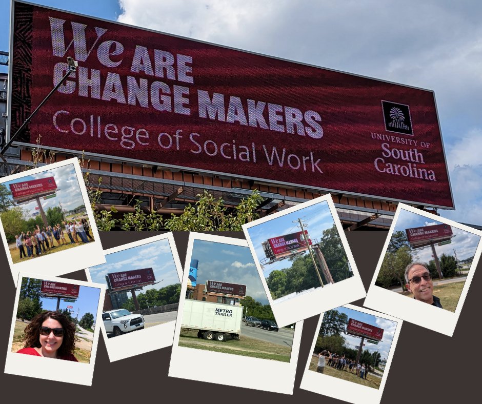 uofsccosw's tweet photo. You can't miss our @uofsccosw billboards lighting up the @columbiasc streets! ๐๐๏ธ@UofSC #TheRemarkableWe #SocialWorkImpact #WeAreChangemakers https://t.co/TLvQ5syvKY