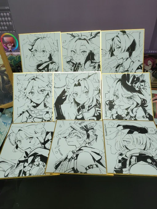 Small shikishis for artcade! - foxzuha, deerzou, wanderernyan - nyaether, nyabedo, furinya - lynette, lynya, fremibun