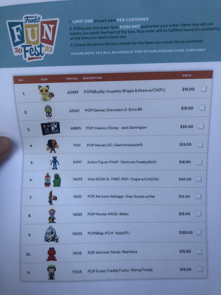 funkofinderz's tweet photo. What would you check off?
Funko Fun Fest pick list.
#FunkoFunFest #FunFest #Funko #Pop #FunkoPop #Collectibles #Toys #FunkoFinderz https://t.co/mSgTn3Ve4p