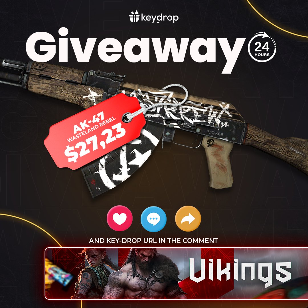 keydropcom's tweet image. Giveaway on AK-47 | Wasteland Rebel 🎁

👊 Just leave ❤️ under the post!
🤝 Follow us!
🔁 Retweet!

⏰ Wait 24 hours!

#freeskins #csgoskinsgiveaway #csgoskinsfree #giveaway #airdrop #csgocases #csgocase #csgocommunity #csgoesport #skins #csgoskins #keydrop #keydropcom
