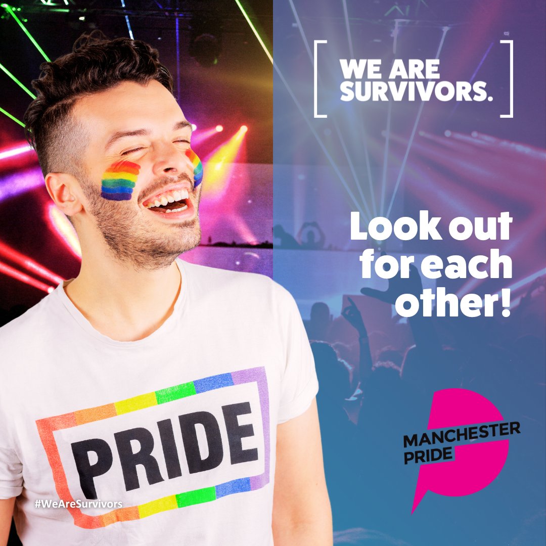 ThisIsSurvivors's tweet photo. If you’re out at @ManchesterPride celebrations tonight, practice the best harm reduction you can. 

Have fun, know your limits, and look after yourself and your friends. 

#LGBTQ #WeAreSurvivors #BeSafe https://t.co/3DbSJA1GIb