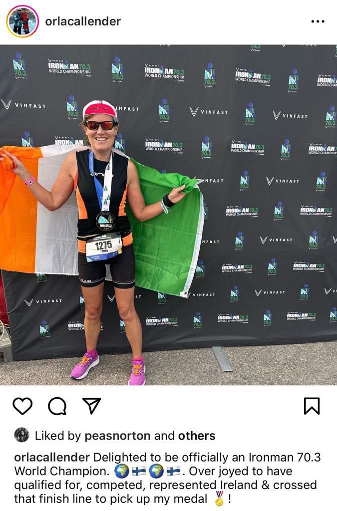 Delighted to be officially an Ironman 70.3 World Champion. 🌍🇫🇮🌍🇫🇮. Over joyed to have qualified for, competed, represented Ireland &amp; crossed that finish line to pick up my medal 🏅In beautiful Lahti, Finland.