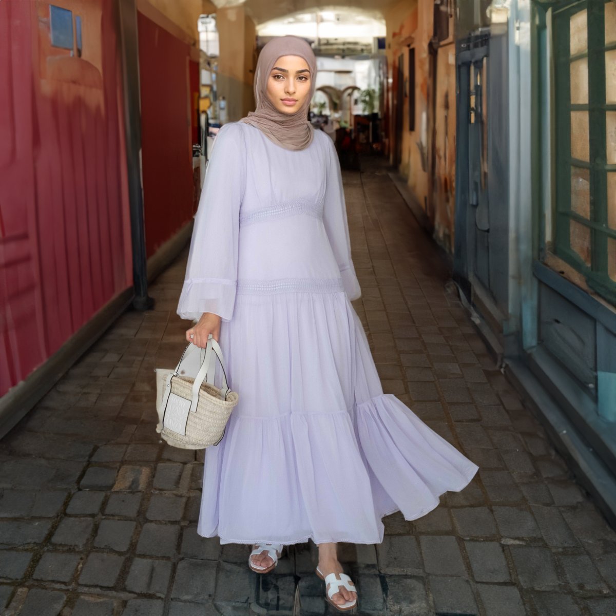 AnnahHariri's tweet photo. Lavender Vivvie classic chiffon dress lined not sheer with maxi sleeve and lace detail

https://t.co/9KzeDtZhG5 https://t.co/JPTZErambC