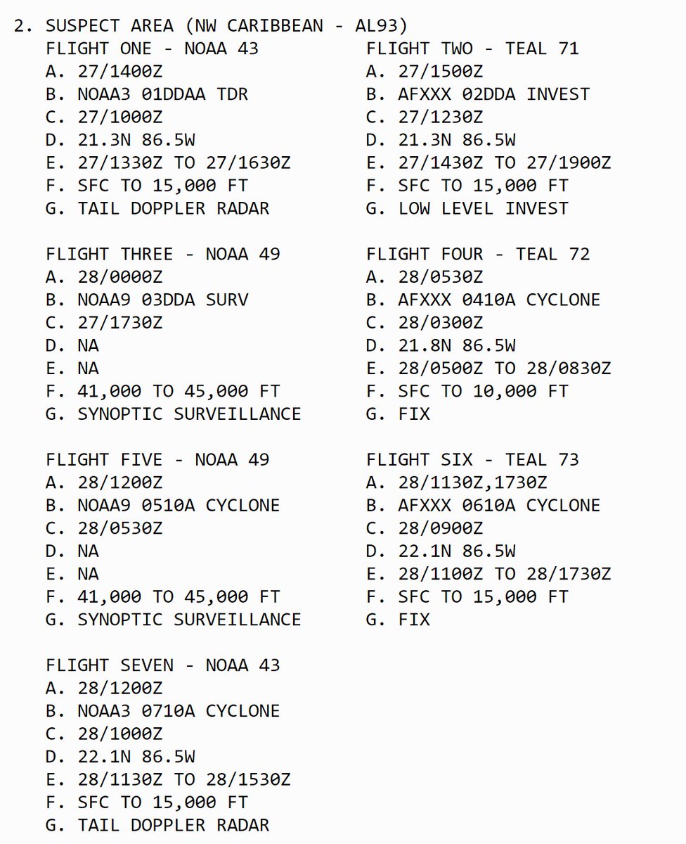 ChrisJacksonSC's tweet image. About to be plenty of Recon flights over #Invest93.... 7 in total on the schedule beginning tomorrow morning.