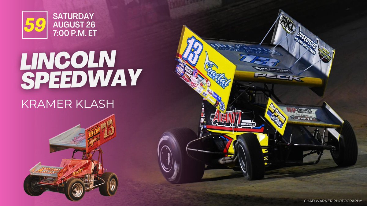 Buchsprint13's tweet photo. It's time to bring out the Pink Panther gear, it's the 2023 Kramer Klash at Lincoln.

🏁: @lincolnspeedway 
📍: Abbottstown, PA
🕰️: 7:00 p.m. ET
🏎️: @justin_peck5 
🛍️: Merchandise at the Track
🛍️: Merchandise Online >> https://t.co/mFIp2koWdq

#KramerKlash https://t.co/JSsH5CnjOg