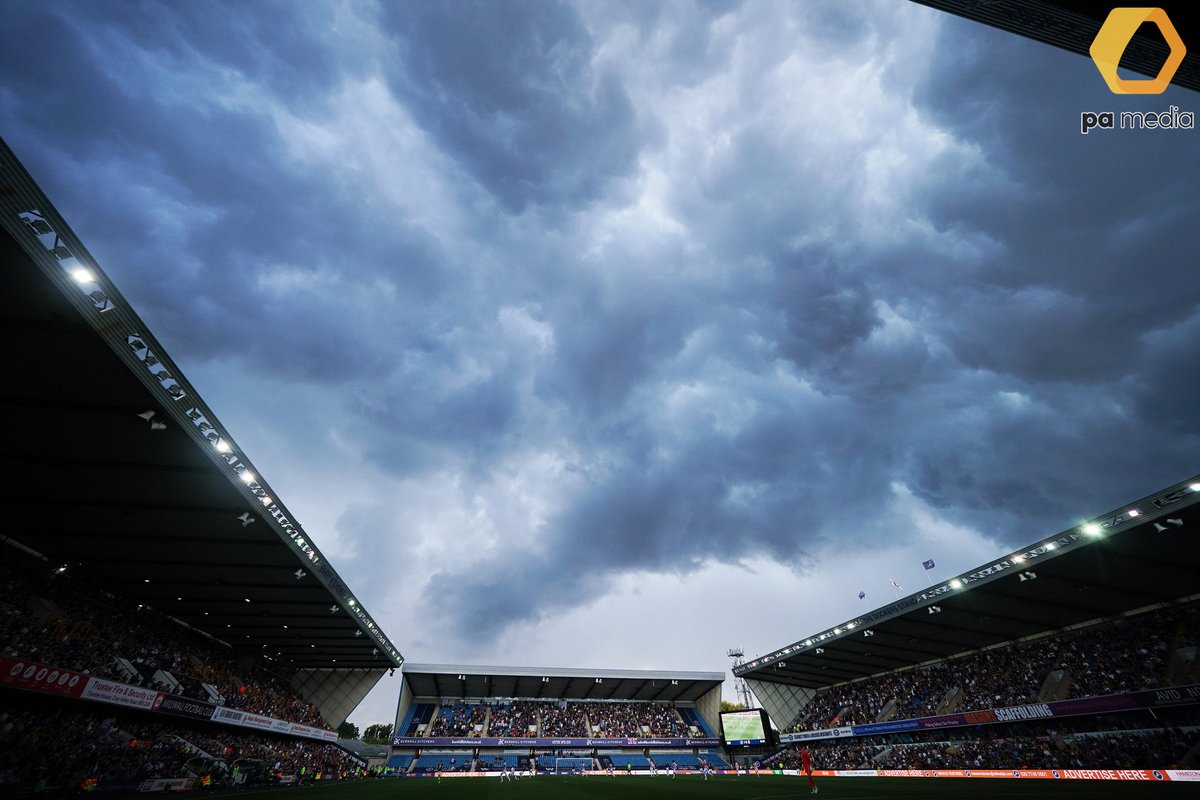 I thought Gozer was about to arrive whilst shooting the second half of the #EFL Championship match between Millwall and Stoke at The Den today! #Ghostbusters @EFL #weather #rain @StormHour