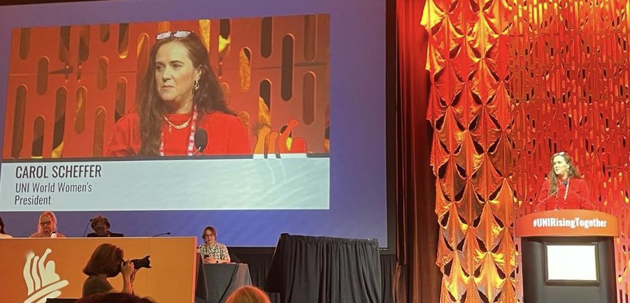 DATACWU's tweet photo. CWU proud to announce Carol Scheffer, has been elected as President of the World Women’s Committee at the Union Network International (UNI) Global Union conference in Philadelphia. #cwuireland #datacwu
#unirisingtogether #womenrising #unionpower https://t.co/kKOznKaCiu