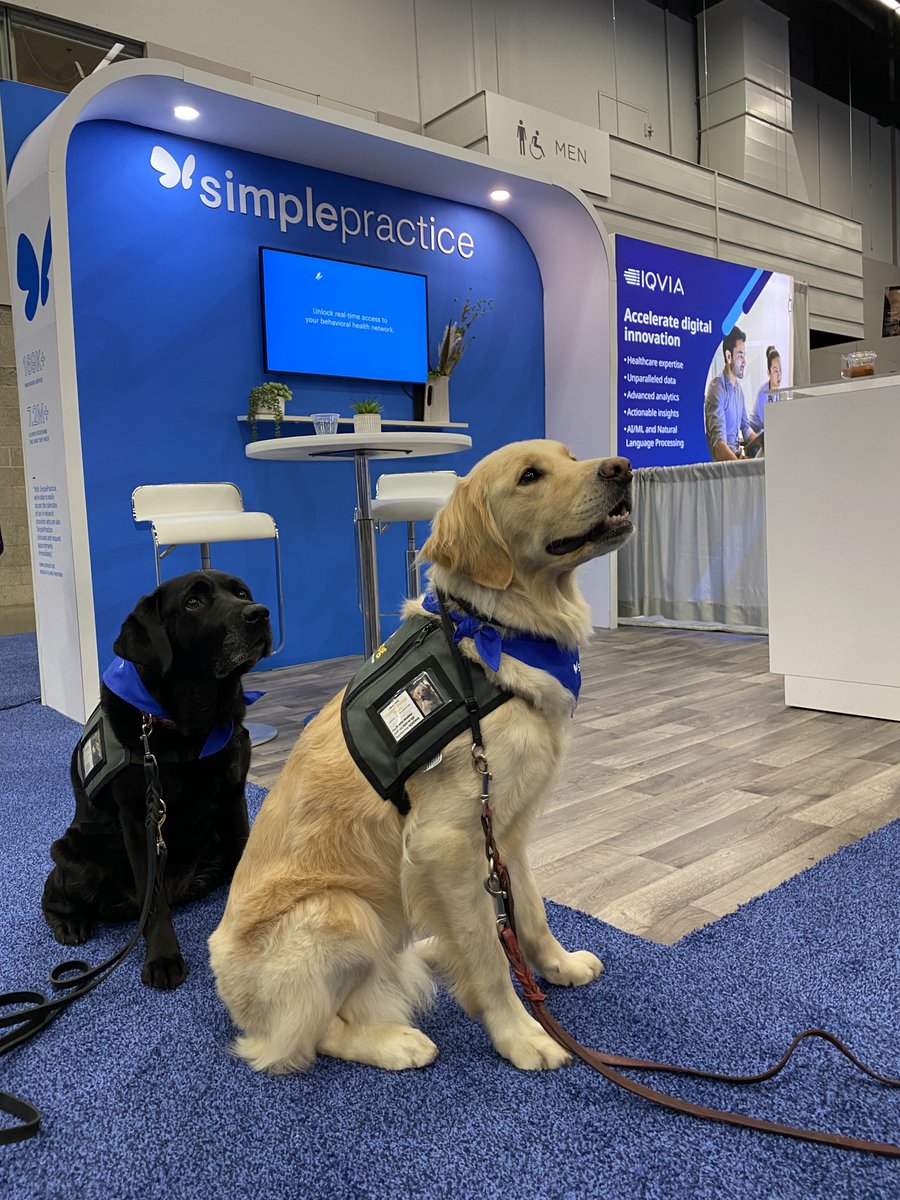 simplepractice's tweet photo. During AHIP 2023, we harnessed the amazing therapeutic abilities of our furry friends through a Therapy Dog event, and the response was absolutely incredible!

Safe to say these furry therapists stole the show 🐶

#nationaldogday #ahip2023 #therapydogs  #simplepractice #ehr https://t.co/N8yj8tETlP