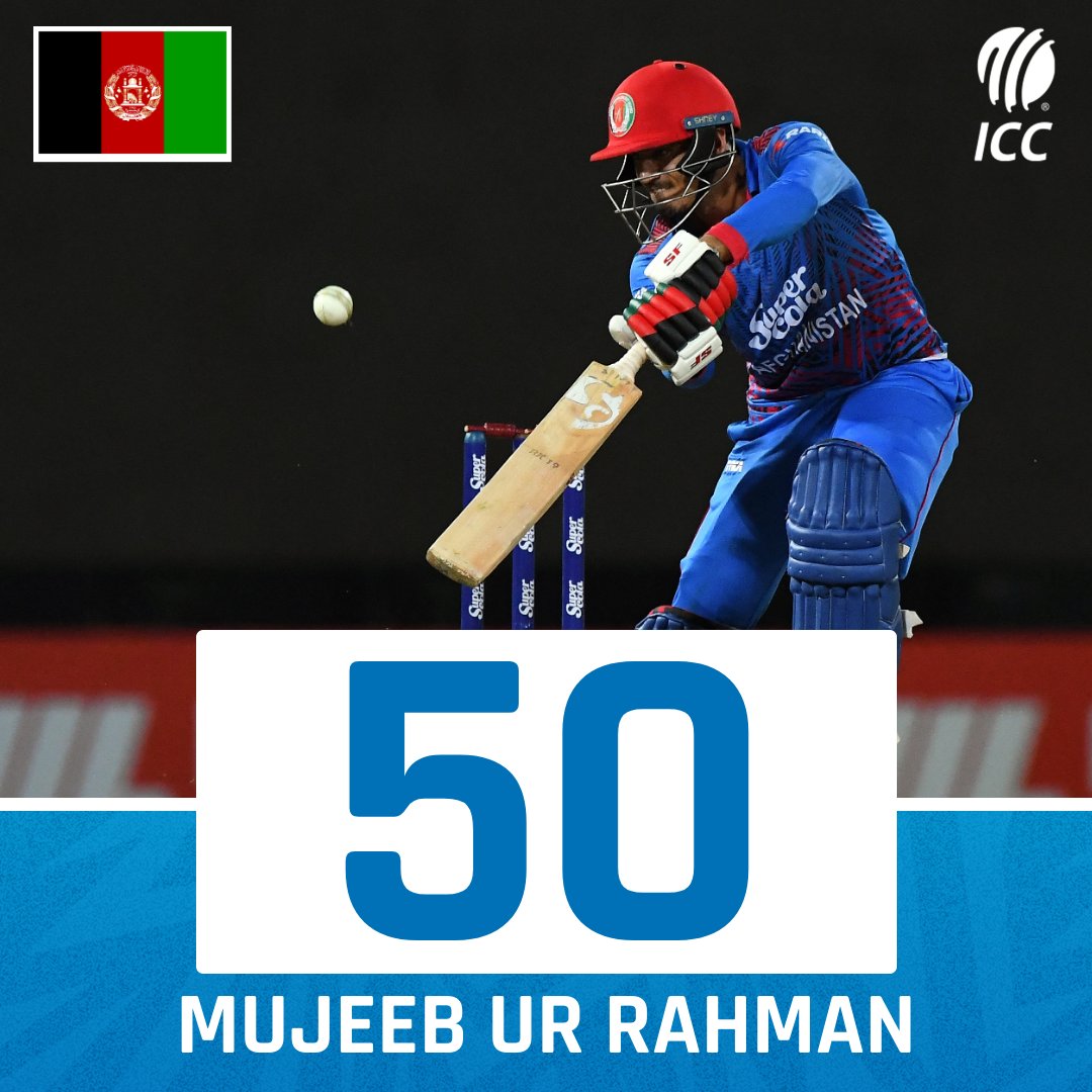 ICC's tweet photo. Mujeeb ur Rahman 💫

The fastest fifty by an Afghanistan player in ODIs 💪

#AFGvPAK | 📝: https://t.co/ibPSddbZSl https://t.co/JHES6jPm12