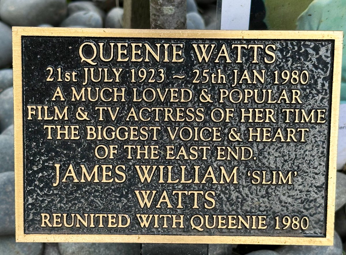 CultOfBritCom's tweet photo. A trip to #EastLondon today to see family…

…stopped off to see my Grandparents refurbished gravestone and hunted for the memorial of someone I loved when I was growing up…

…the inimitable

#QueenieWatts

#HolidayOnTheBuses #Alfie #PoorCow #SparrowsCantSing #RomanyJones https://t.co/plU06NcHCN