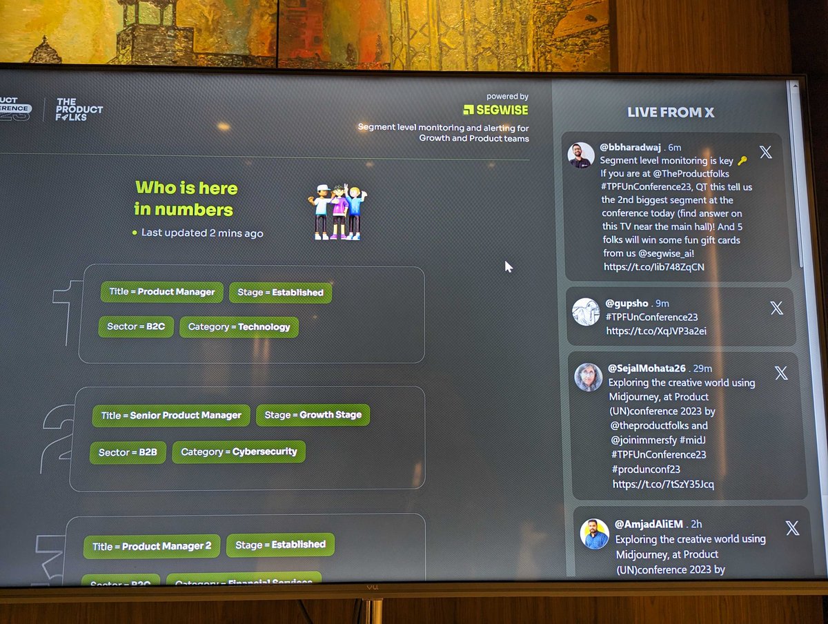 gupsho's tweet photo. Feels so nice to see our logo on the conference boards :) #TPFUnConference23 @segwise_ai https://t.co/ierq3vXYXd