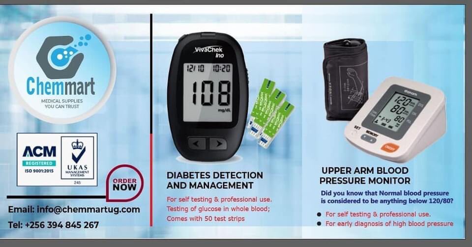 ChemmartU's tweet photo. Continually check and  monitor your blood sugar and blood pressure with the Vivachek Glucose meter and Stanom Blood pressure Monitor available at Chemmart Uganda Ltd. Home of Medical Supplies You Can Trust. https://t.co/Cyef3cap8C