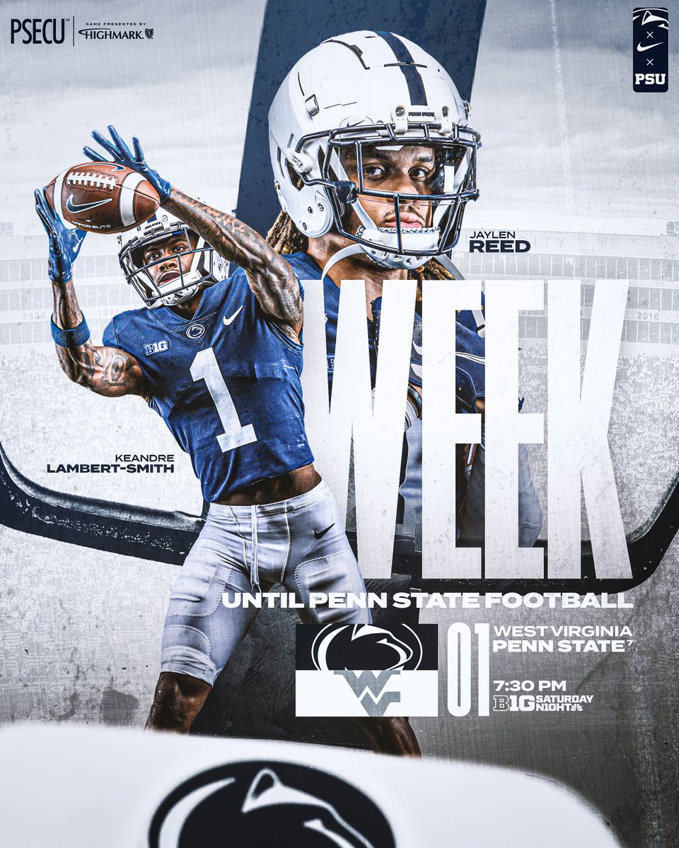 PennStateFball's tweet photo. See you in 1⃣ week. #WeAre https://t.co/oMXf4K66PP