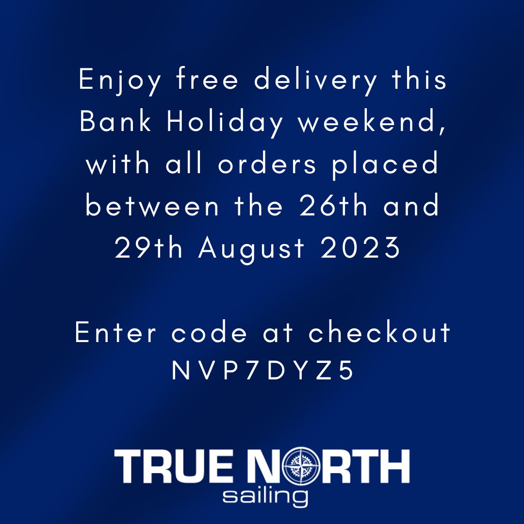 sailing_true's tweet photo. Don't miss out on our incredible Bank Holiday weekend offer! 🌟 

Enjoy FREE delivery on all orders with code NVP7DYZ5 from August 26th to August 29th

Shop now https://t.co/U90OyPvSBZ 
      
Please note that this offer cannot be combined with any other discount codes https://t.co/75llnh8PT7