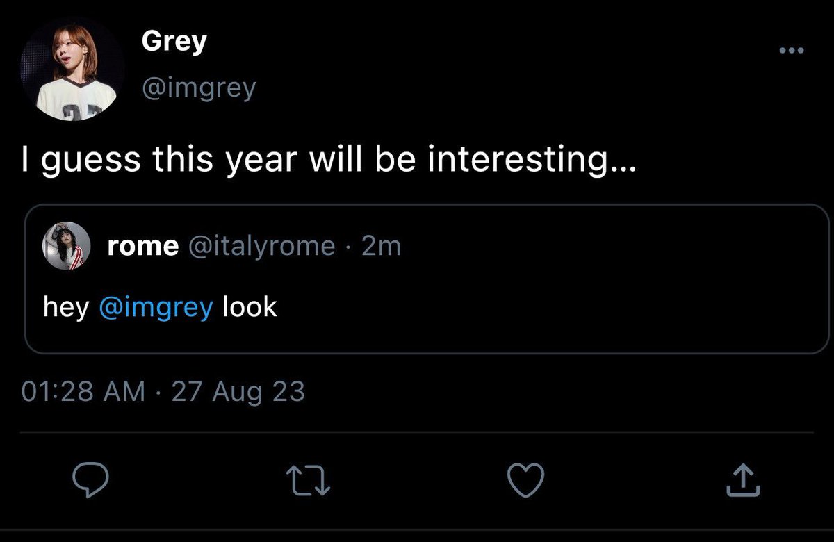 kmjazi's tweet photo. #winrina au prompt

Grey (W), notorious for scaring away everyone who transfers into their university finally meets her match when Elouise (K) transfers to their univ. How is it that Elouise is not fazed by Grey’s notorious ways? https://t.co/qFISlFS5tu