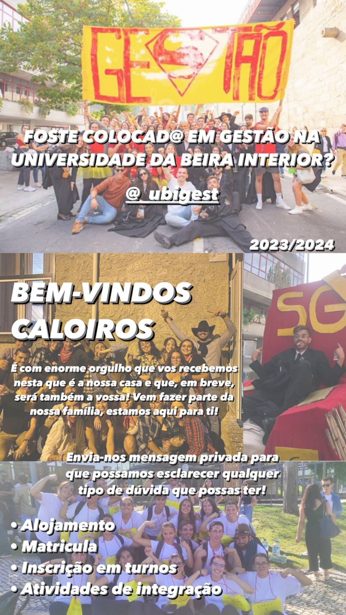 Pessoal que entrou em Gestão na Universidade da Beira Interior sigam no ig @ _ubigest 
Bem-vindos caloiros! :)