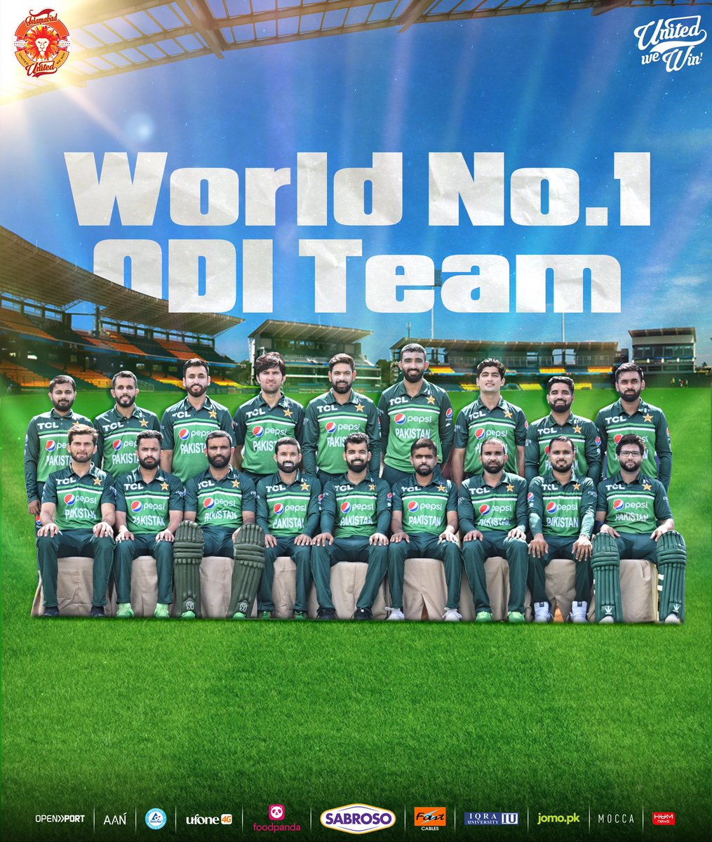 IsbUnited's tweet photo. The World’s Best ODI Team: PAKISTAN!

We are now the World No. 1 ODI team. Let’s keep the flag flying high! 🇵🇰💚

Pakistan Zindabad ✊

#UnitedWeWin #AFGvPAK https://t.co/HhmZffvM1L