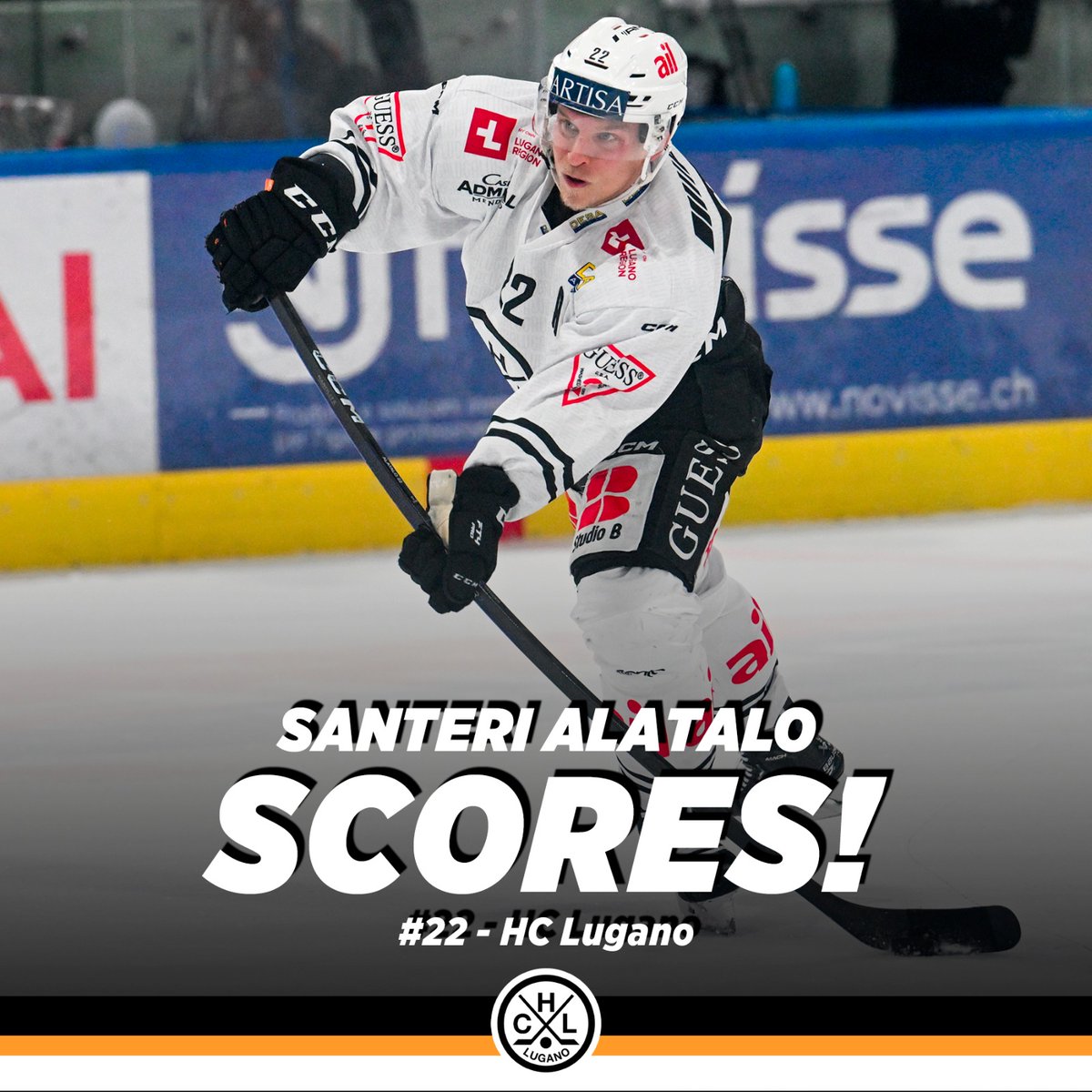 GOL!🚨 Alatalo si trova in posizione di due contro uno ma decide di fare da solo, infilando il 5-0 al 43' #HCLugano